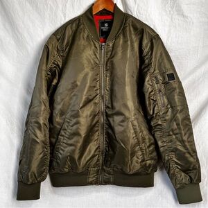 Vintage South Pole Bomber Jacket Mens L Large Green Coat Quilted Lined 90s Y2K